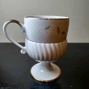 Vintage Claridge Fine China Pedestal Tea Cup, Gold Rim, Floral Design